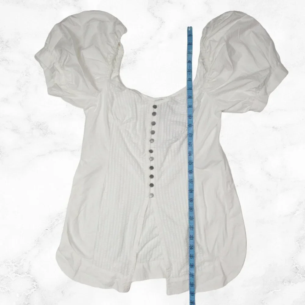 Anthropologie Maeve Puff-Sleeve Sweetheart Top White M